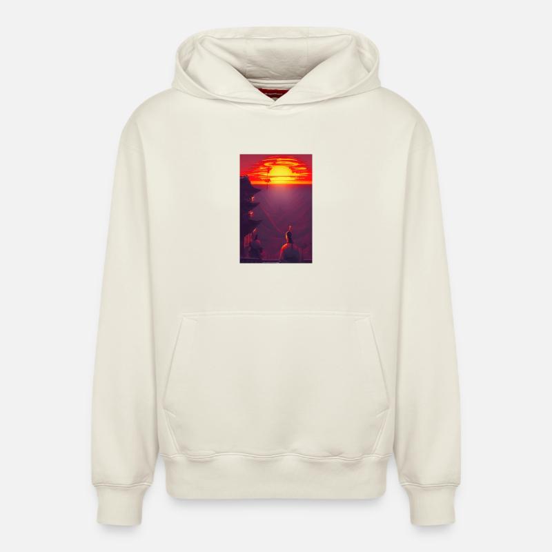 Samouraï 3 - Sweat à capuche unisexe décontracté en coton biologique – de SPREAD - blanc cassé