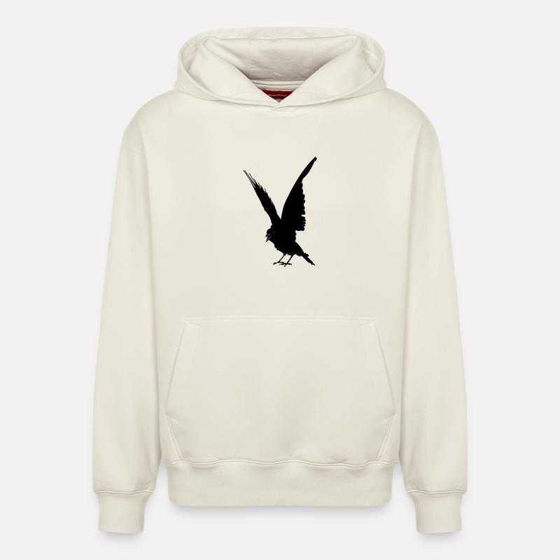 Schwarze Vogelkrähe oder Rabenschattenfigur - Relaxed Unisex Organic Hoodie – von SPREAD - Naturweiß