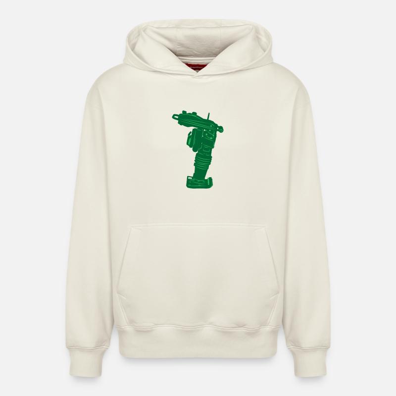 Outil de pavé pilonneuse vibrante - Sweat à capuche unisexe décontracté en coton biologique – de SPREAD - blanc cassé