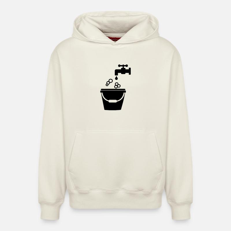 Seau logo d’outil de nettoyage - Sweat à capuche unisexe décontracté en coton biologique – de SPREAD - blanc cassé