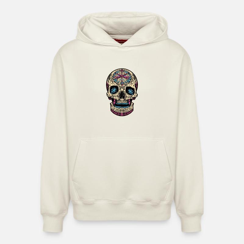 Crâne De Sucre | Sugar Skull - Sweat à capuche unisexe décontracté en coton biologique – de SPREAD - blanc cassé