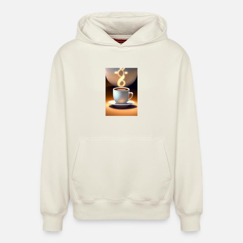 Café, grains de café - Sweat à capuche unisexe décontracté en coton biologique – de SPREAD - blanc cassé
