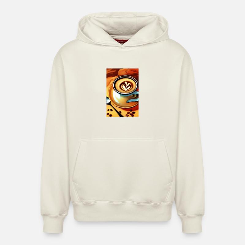 Café, grains de café - Sweat à capuche unisexe décontracté en coton biologique – de SPREAD - blanc cassé