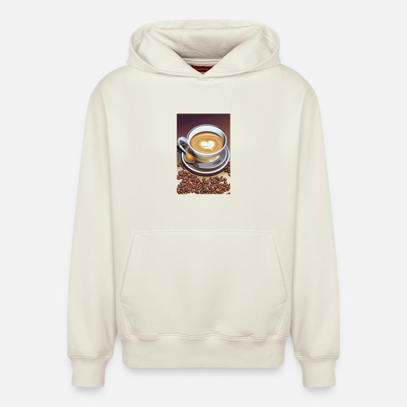 Café, grains de café - Sweat à capuche unisexe décontracté en coton biologique – de SPREAD - blanc cassé