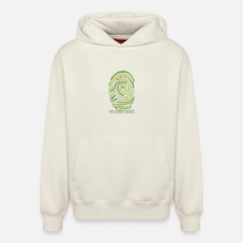 Empreinte digitale du jardin - Sweat à capuche unisexe décontracté en coton biologique – de SPREAD - blanc cassé