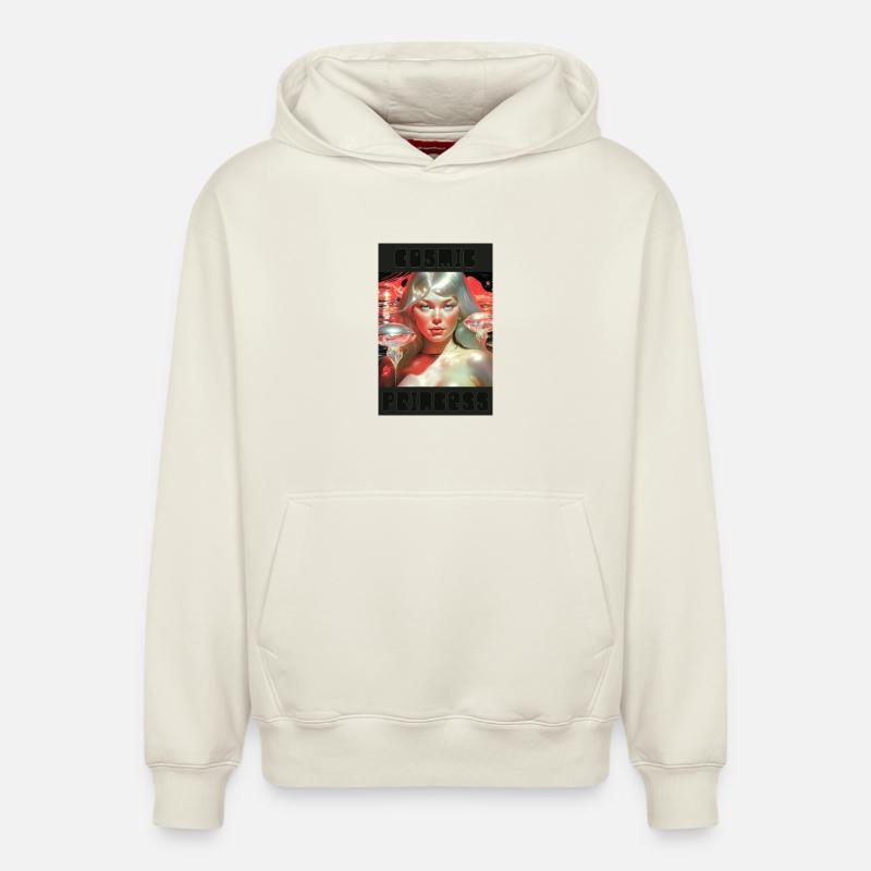 Princesse Cosmique Néon - Sweat à capuche unisexe décontracté en coton biologique – de SPREAD - blanc cassé
