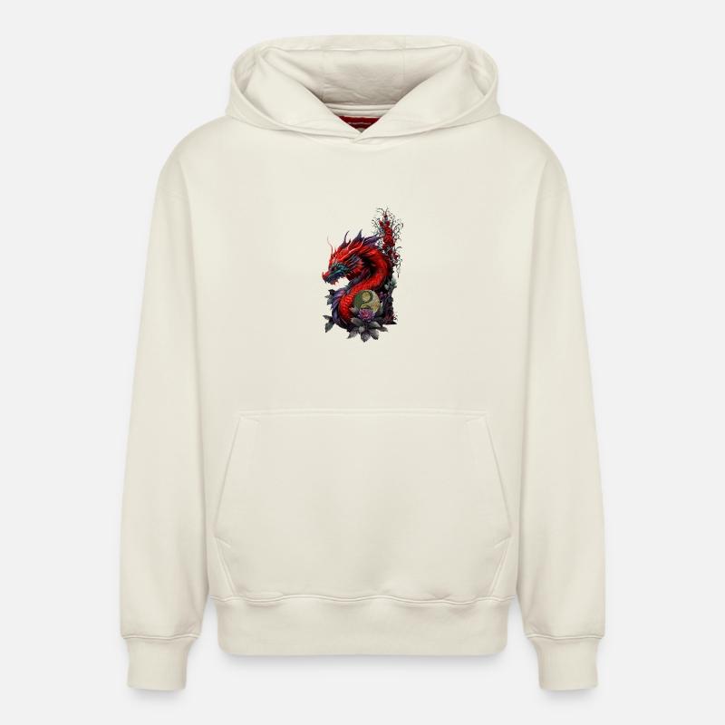 Merveilleux dragon chinois - Sweat à capuche unisexe décontracté en coton biologique – de SPREAD - blanc cassé