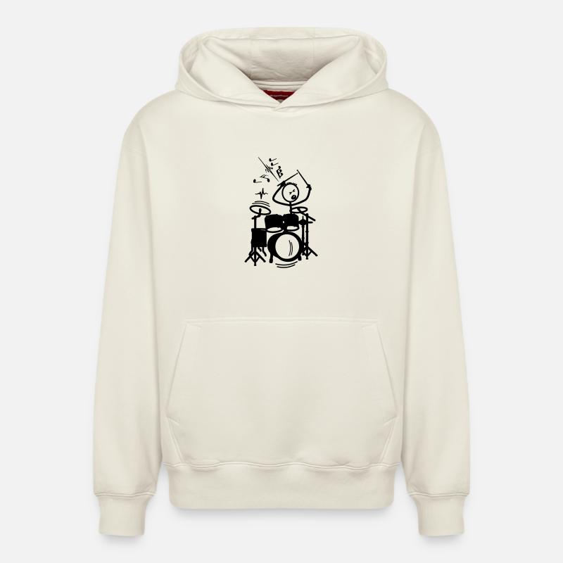 Stickmen batteur - Sweat à capuche unisexe décontracté en coton biologique – de SPREAD - blanc cassé