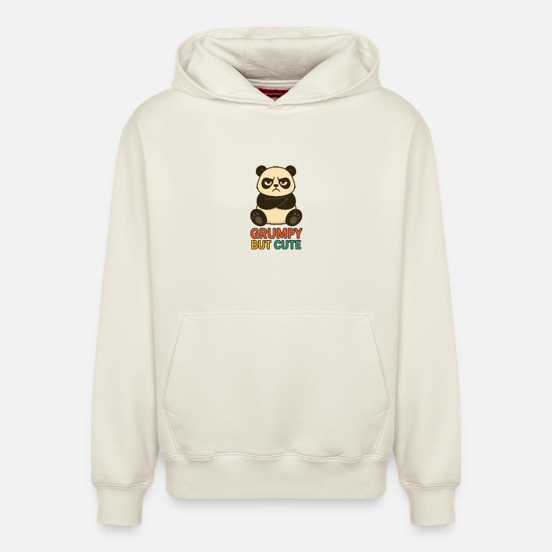 mais mignon – Chemise Panda Mood - Sweat à capuche unisexe décontracté en coton biologique – de SPREAD - blanc cassé