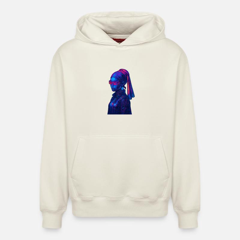 Cyberpunk avec perle - Sweat à capuche unisexe décontracté en coton biologique – de SPREAD - blanc cassé