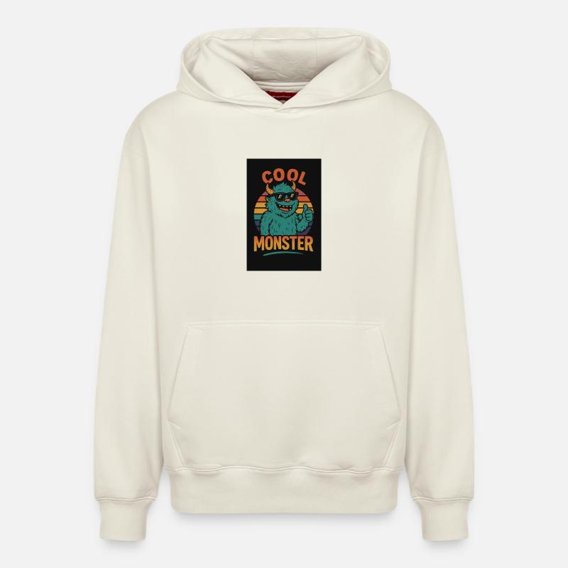 Monstre cool - Sweat à capuche unisexe décontracté en coton biologique – de SPREAD - blanc cassé