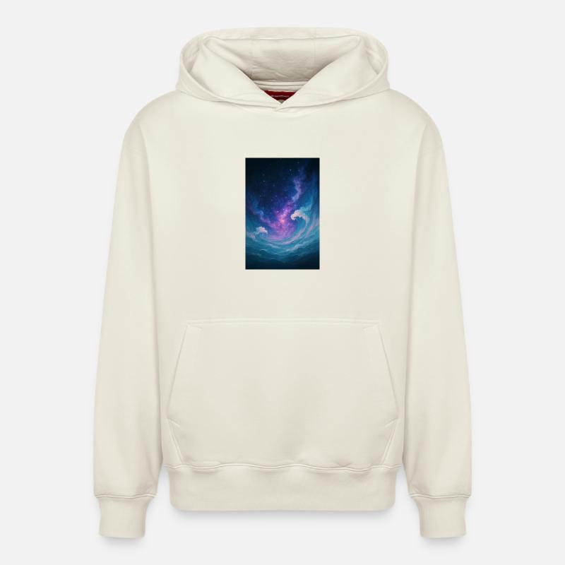 L’univers Wave - Sweat à capuche unisexe décontracté en coton biologique – de SPREAD - blanc cassé