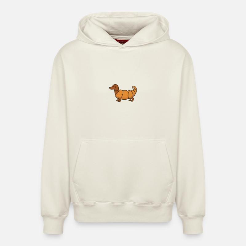 Mashup de croissant teckel - Sweat à capuche unisexe décontracté en coton biologique – de SPREAD - blanc cassé