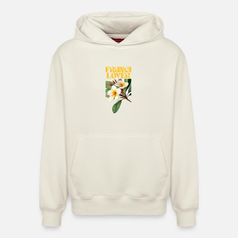 Fleur de frangipanier motif botanique - Sweat à capuche unisexe décontracté en coton biologique – de SPREAD - blanc cassé