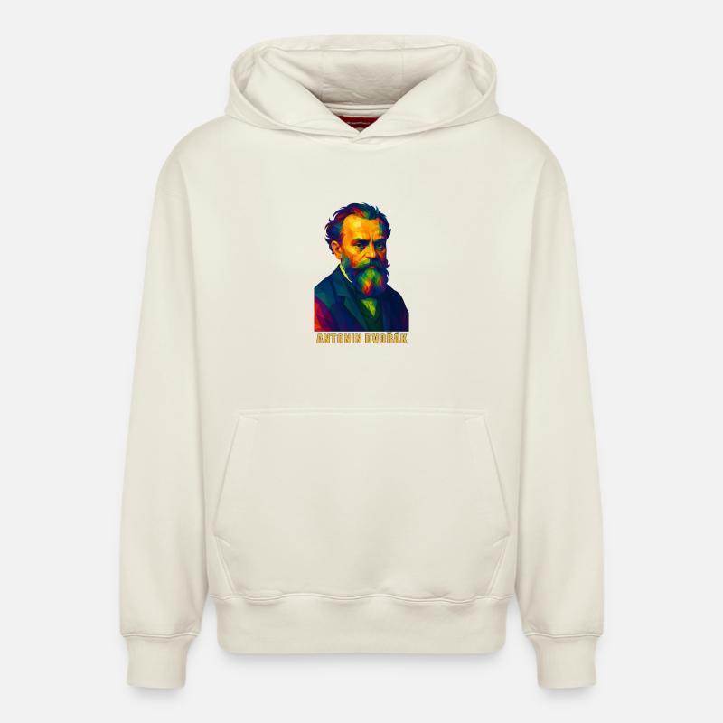 Portrait expressionniste d'Antonin Dvořák - Sweat à capuche unisexe décontracté en coton biologique – de SPREAD - blanc cassé