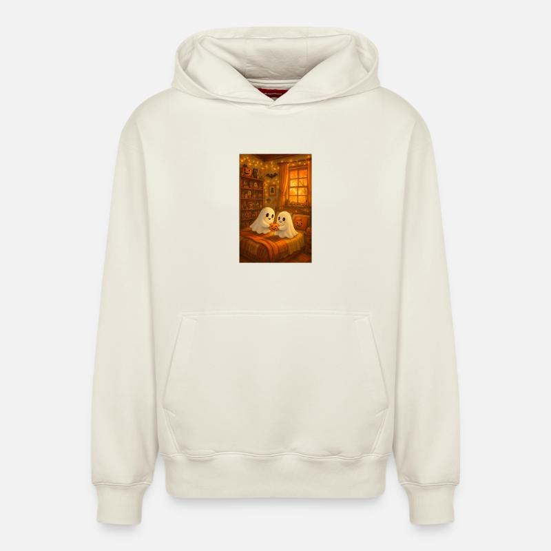 Fantômes mignons d'Halloween - Sweat à capuche unisexe décontracté en coton biologique – de SPREAD - blanc cassé