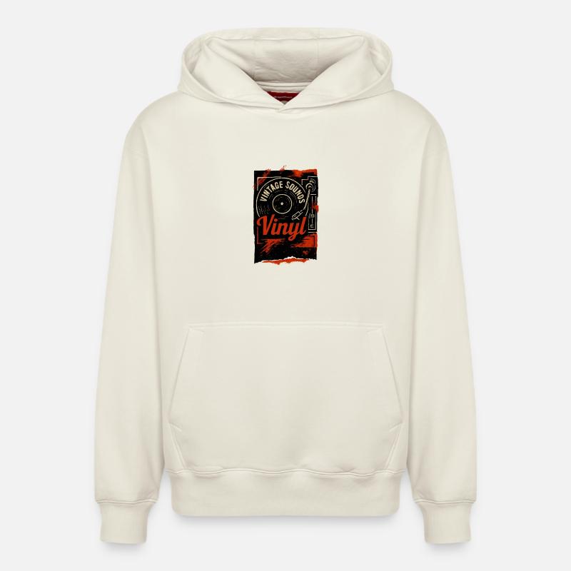 Platine vinyle Groove Retro - Sweat à capuche unisexe décontracté en coton biologique – de SPREAD - blanc cassé