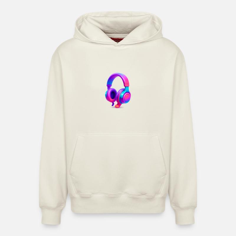 Neon Gradient Kopfhörer - Relaxed Unisex Organic Hoodie – von SPREAD - Naturweiß