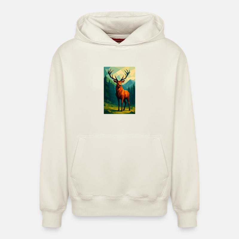 Polynature Cerf - Sweat à capuche unisexe décontracté en coton biologique – de SPREAD - blanc cassé