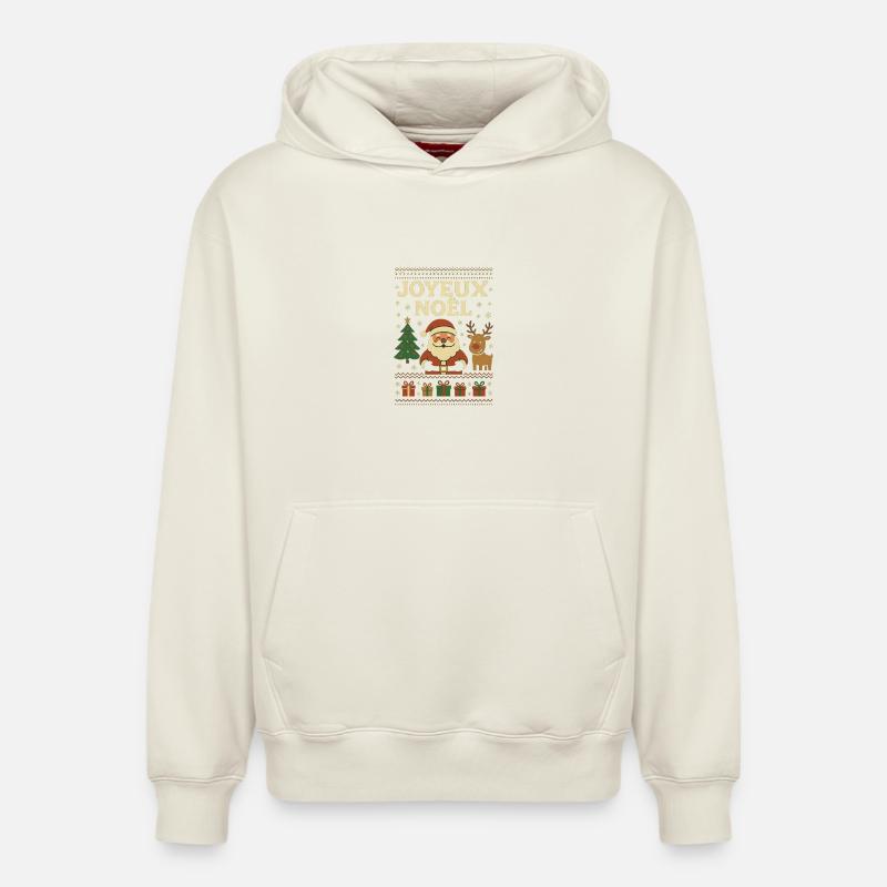 Joyeux Noël  - Sweat à capuche unisexe décontracté en coton biologique – de SPREAD - blanc cassé