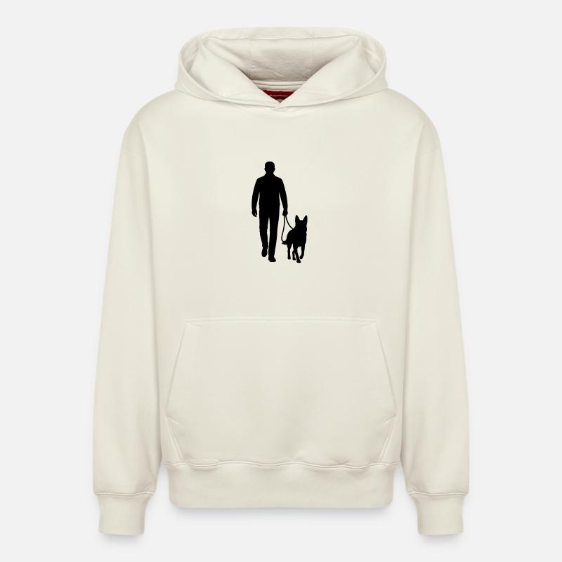 Silhouette de promenade de chien - Sweat à capuche unisexe décontracté en coton biologique – de SPREAD - blanc cassé
