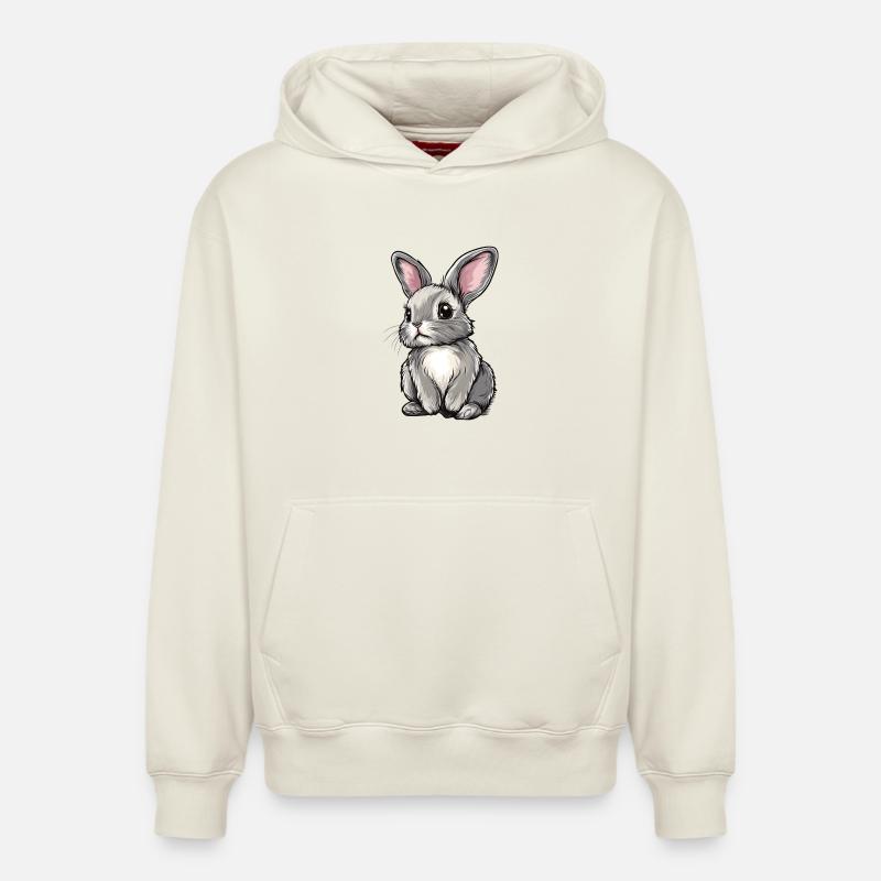 Lièvre - Sweat à capuche unisexe décontracté en coton biologique – de SPREAD - blanc cassé