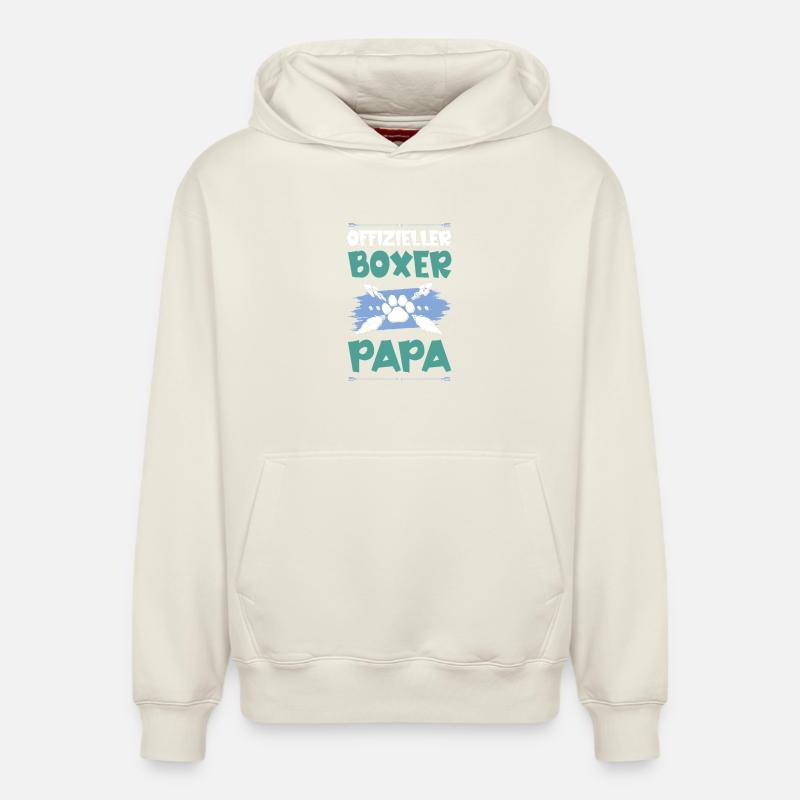 Chiens Boxer Papa - Sweat à capuche unisexe décontracté en coton biologique – de SPREAD - blanc cassé