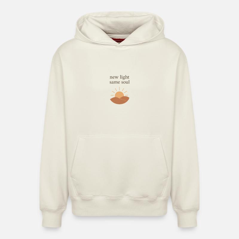 Nouvelle lumière, même âme - Sweat à capuche unisexe décontracté en coton biologique – de SPREAD - blanc cassé