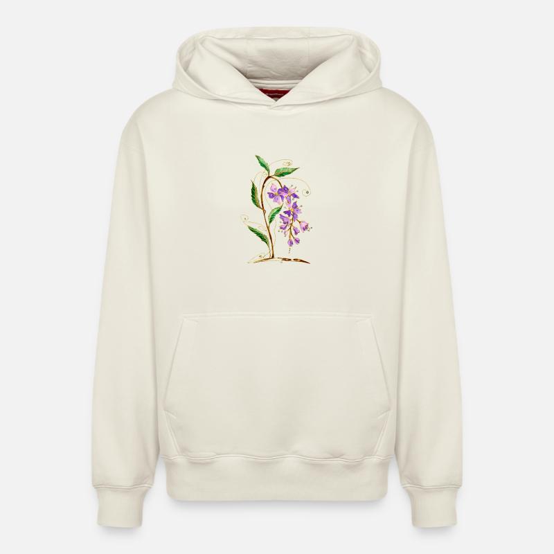 Fleur - Sweat à capuche unisexe décontracté en coton biologique – de SPREAD - blanc cassé
