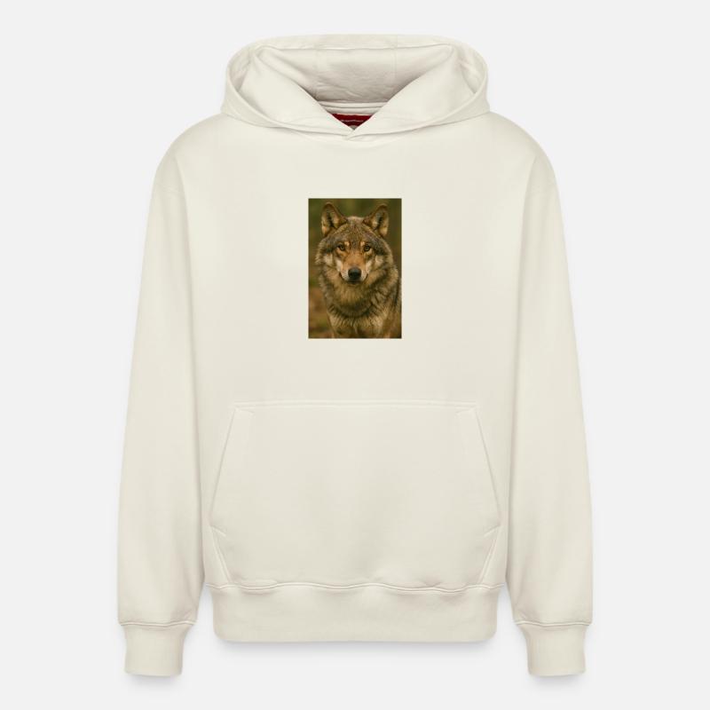 Animal, loup - Sweat à capuche unisexe décontracté en coton biologique – de SPREAD - blanc cassé