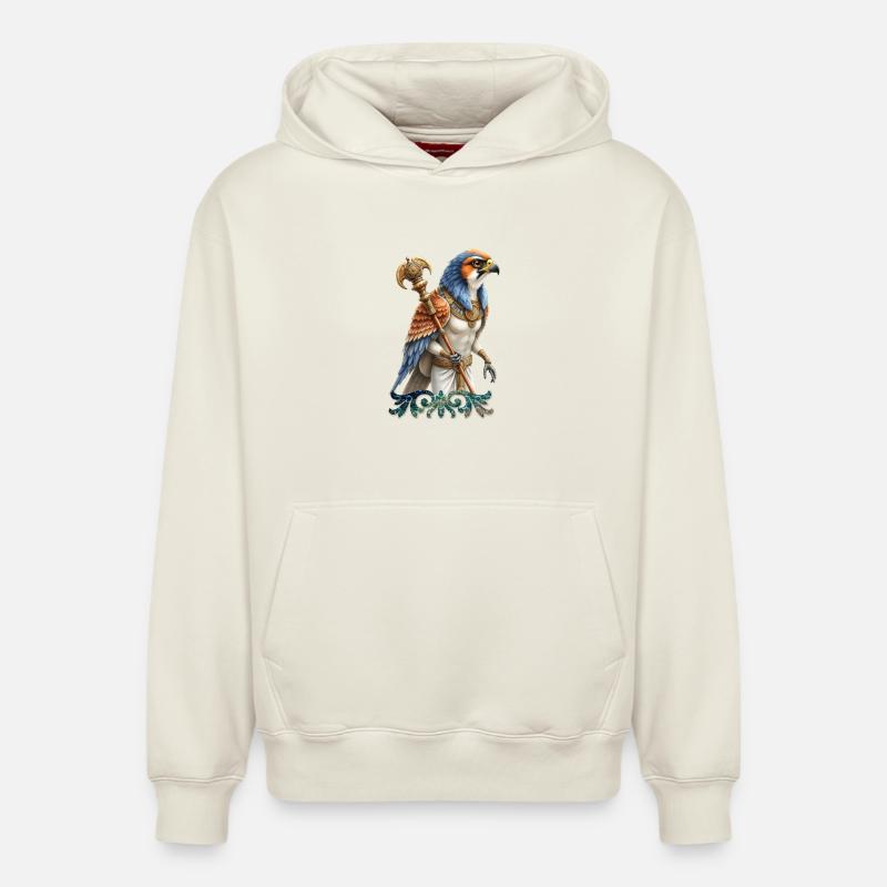 Faucon guerrier ancestral - Sweat à capuche unisexe décontracté en coton biologique – de SPREAD - blanc cassé