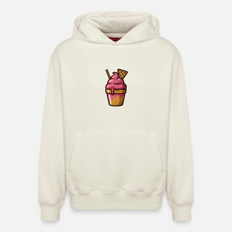 Pink Glitzer Eiscreme Becher - Relaxed Unisex Organic Hoodie – von SPREAD - Naturweiß