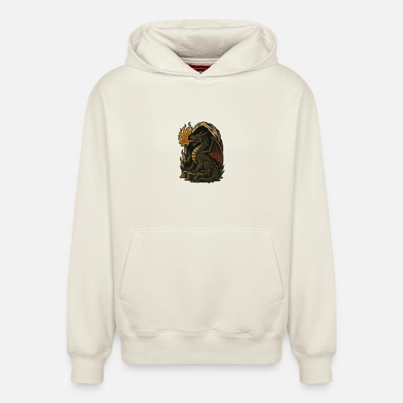 Flammender Drache - Relaxed Unisex Organic Hoodie – von SPREAD - Naturweiß