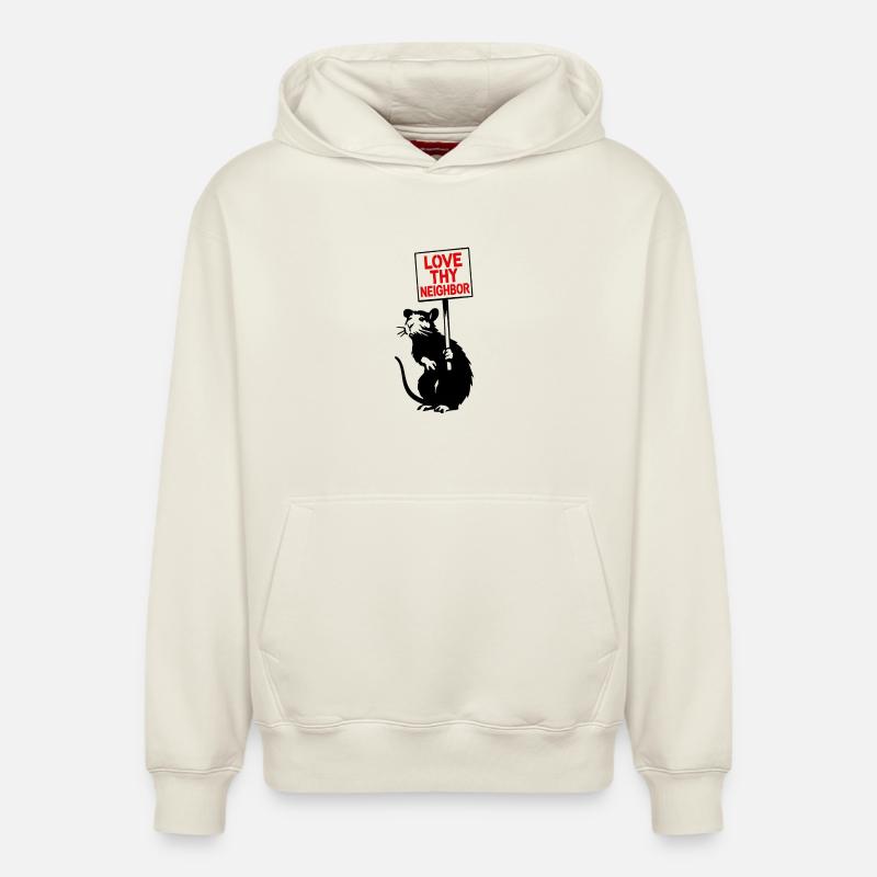 Aime ton prochain - Sweat à capuche unisexe décontracté en coton biologique – de SPREAD - blanc cassé