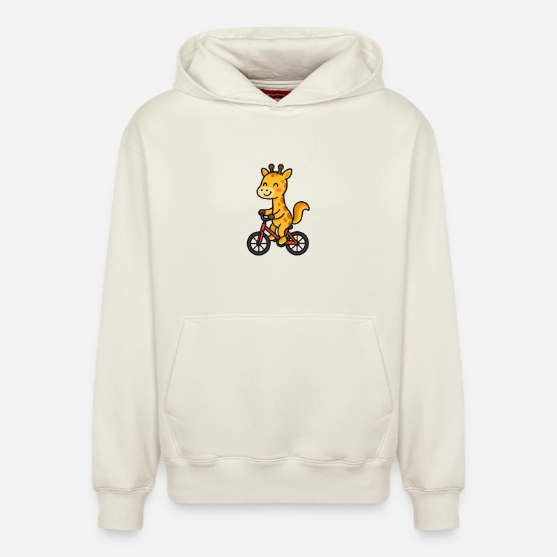 Girafe à vélo - Sweat à capuche unisexe décontracté en coton biologique – de SPREAD - blanc cassé