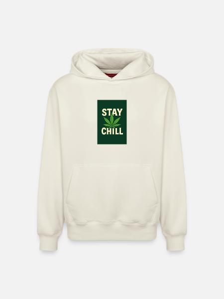 Stay Chill Cannabis Leaf - Relaxed Unisex Organic Hoodie – by SPREAD - off white