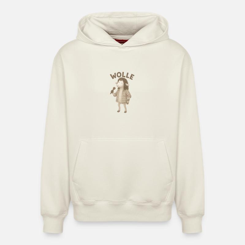 Moutons en laine avec microphone - Sweat à capuche unisexe décontracté en coton biologique – de SPREAD - blanc cassé