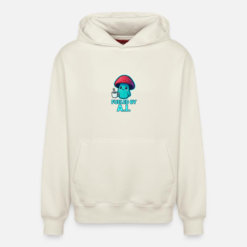 Boost au café champignon KOWAI - Sweat à capuche unisexe décontracté en coton biologique – de SPREAD - blanc cassé