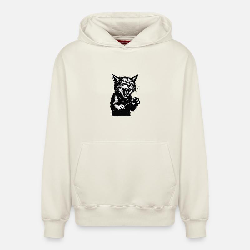 Silhouette de chat hurlant - Sweat à capuche unisexe décontracté en coton biologique – de SPREAD - blanc cassé