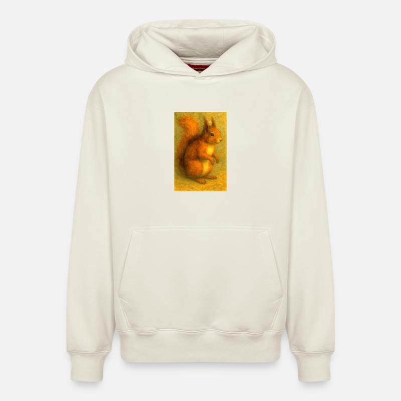 Rotes Eichhörnchen in klassischer Ölmalerei - Relaxed Unisex Organic Hoodie – von SPREAD - Naturweiß