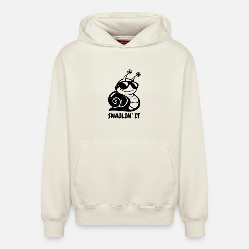 Escargot – Escargot Cool - Sweat à capuche unisexe décontracté en coton biologique – de SPREAD - blanc cassé