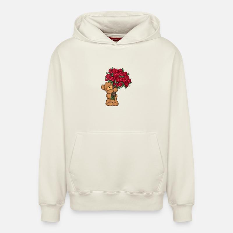 Baer_Blumen - Sweat à capuche unisexe décontracté en coton biologique – de SPREAD - blanc cassé