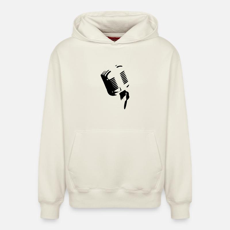 Microphone - Sweat à capuche unisexe décontracté en coton biologique – de SPREAD - blanc cassé