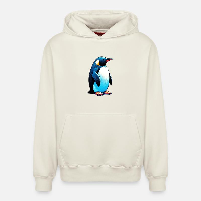Pingouin - Sweat à capuche unisexe décontracté en coton biologique – de SPREAD - blanc cassé