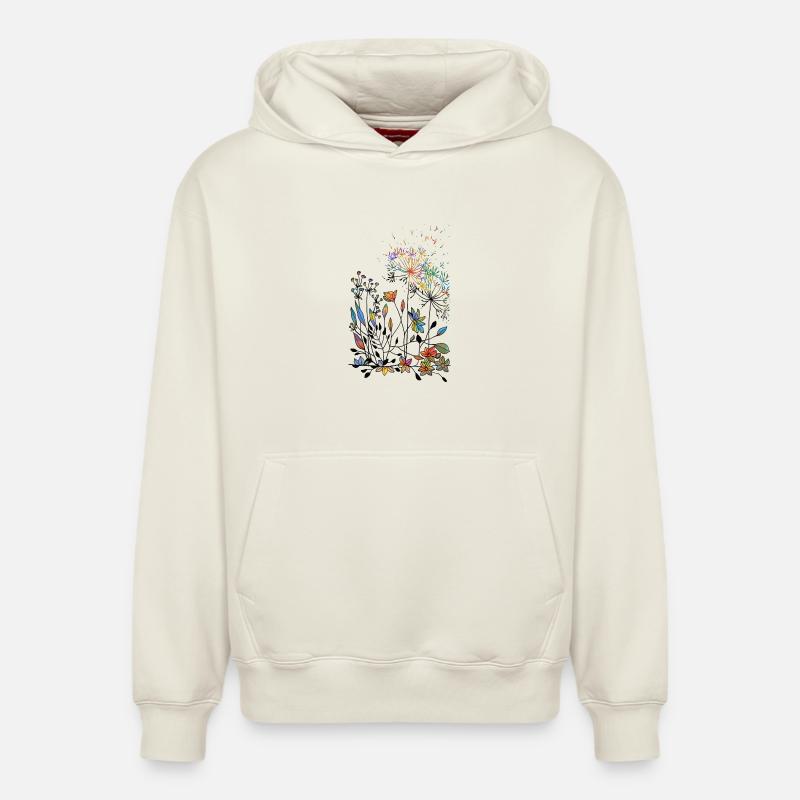 Fleur - Sweat à capuche unisexe décontracté en coton biologique – de SPREAD - blanc cassé