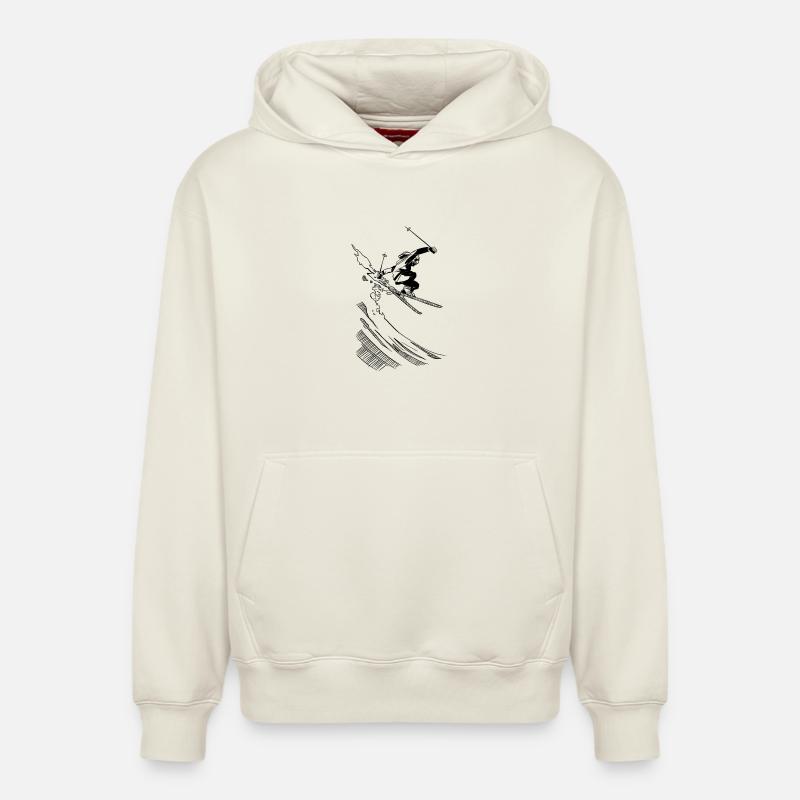 ski - Sweat à capuche unisexe décontracté en coton biologique – de SPREAD - blanc cassé
