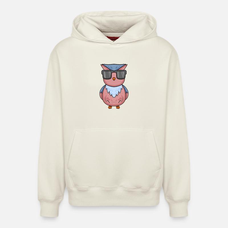 coole Eule mit Sonnenbrille - Relaxed Unisex Organic Hoodie – von SPREAD - Naturweiß