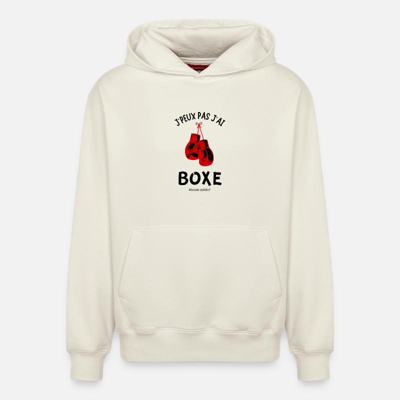 J'peux pas j'ai boxe #boxe addict - Sweat à capuche unisexe décontracté en coton biologique – de SPREAD - blanc cassé