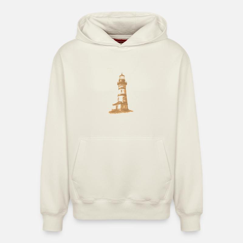 Accent de couleur phare - Sweat à capuche unisexe décontracté en coton biologique – de SPREAD - blanc cassé