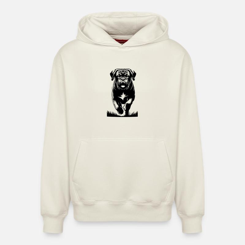 Dogue de Bordeaux - Sweat à capuche unisexe décontracté en coton biologique – de SPREAD - blanc cassé